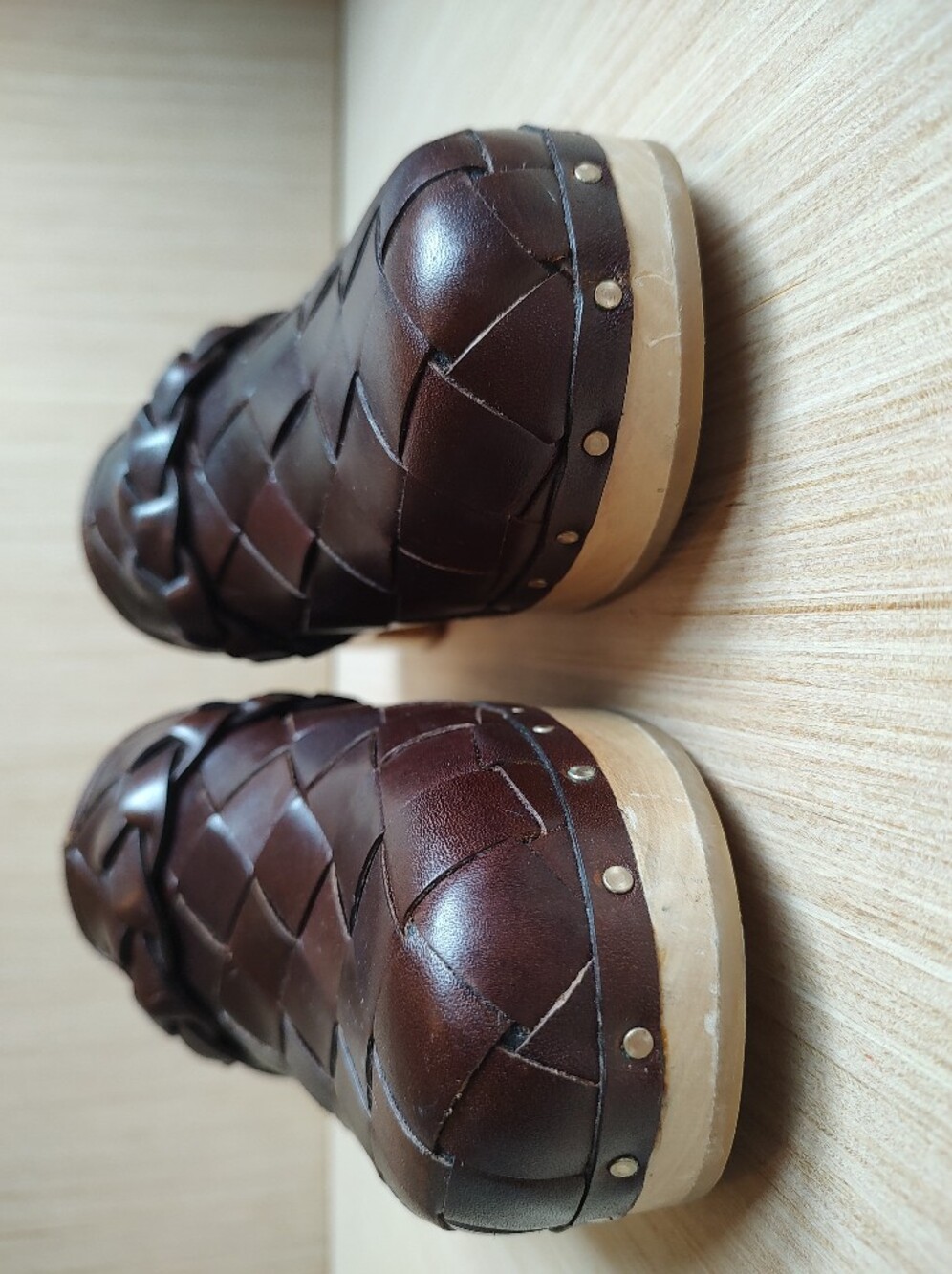 Loeffler Randall Polina Clogs Slides Mules Leather Weave Cherry Brown Sandals 8 - Picture 11 of 16